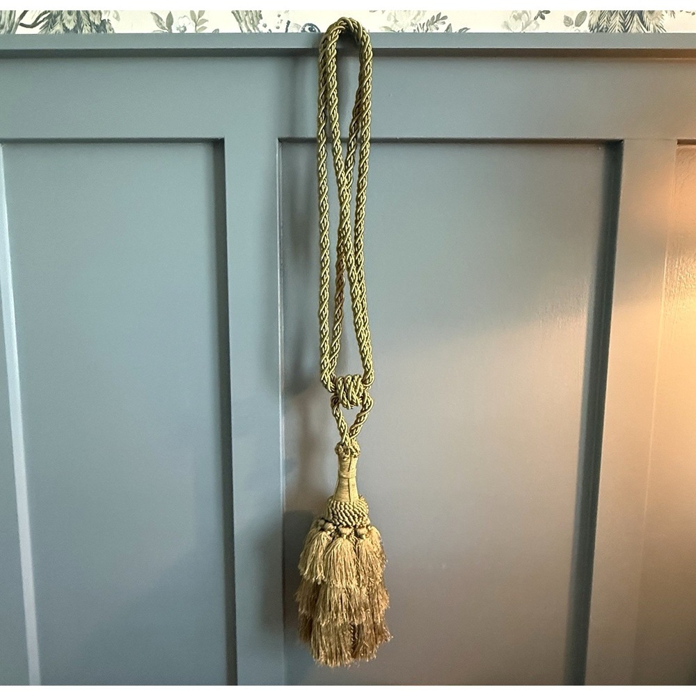 Vintage 90's Oversized 30" Decorative Tassel Tieback Olive‎ Green Fringe